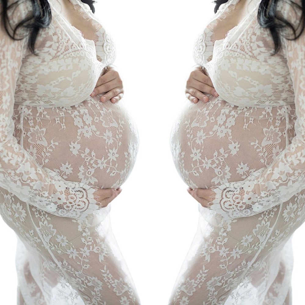 Sexy Boho Lace White Deep V Long Lingerie Dress - Picture 13 of 16